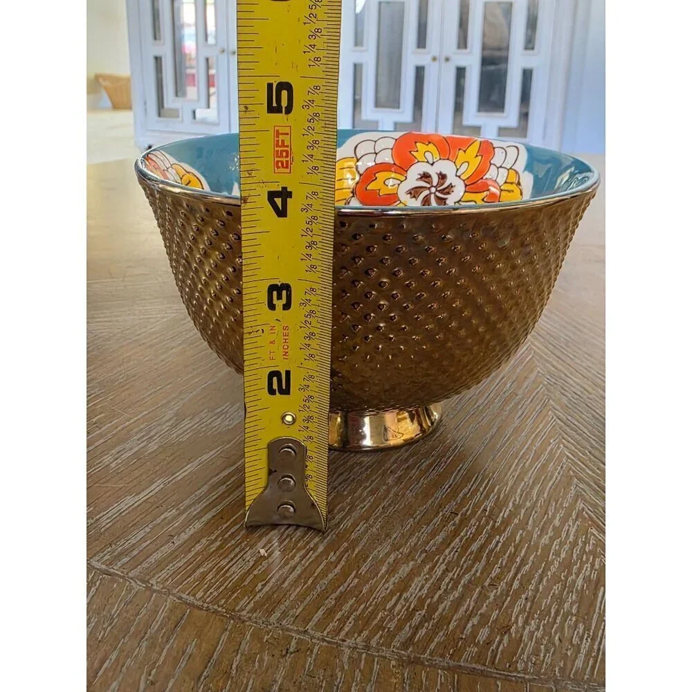 Royal Dining Jumbo‎ Gold Hand painted Hand-Painted Ceramic Bowl Gold-Toned